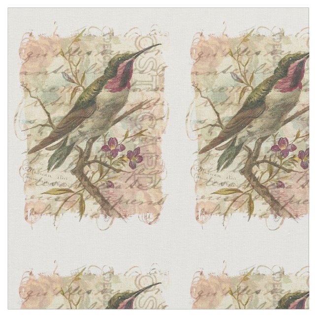 Kolibri-Vintage Collage Stoff (Nahaufnahme)