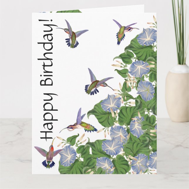 Kolibri-Vogel-Blume BlumenB'day Gruß-Karte Karte (Vorderseite)