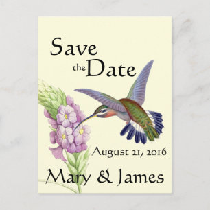 Kolibri-Vogel-Blume mit Blumen Save the Date Ankündigungspostkarte