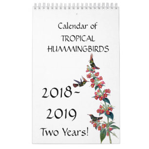 Kolibri-Vogel-Blumen-Blumenkalender 2018 2019 Kalender