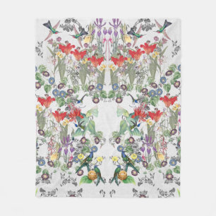 Kolibri-Vogel-Blumen-Garten-Fleece-Decke Fleecedecke