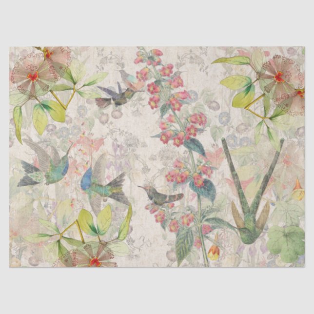 Kolibri-Vogel-Blumen-Gewebe-Papier Seidenpapier (Vorderseite)