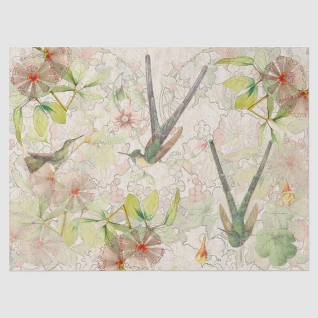 Kolibri-Vogel-Blumen-Gewebe-Papier Seidenpapier (Vorderseite)