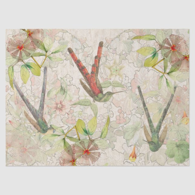 Kolibri-Vogel-Blumen-Gewebe-Papier Seidenpapier (Vorderseite)