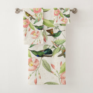 Kolibri-Vogel-Blumen-Tier-Bad-Tuch-Set Badhandtuch Set