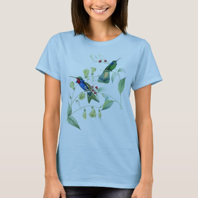 Kolibri-Vogel-Blumen-Tier-Tiere mit Blumen T-Shirt (Vorderseite)