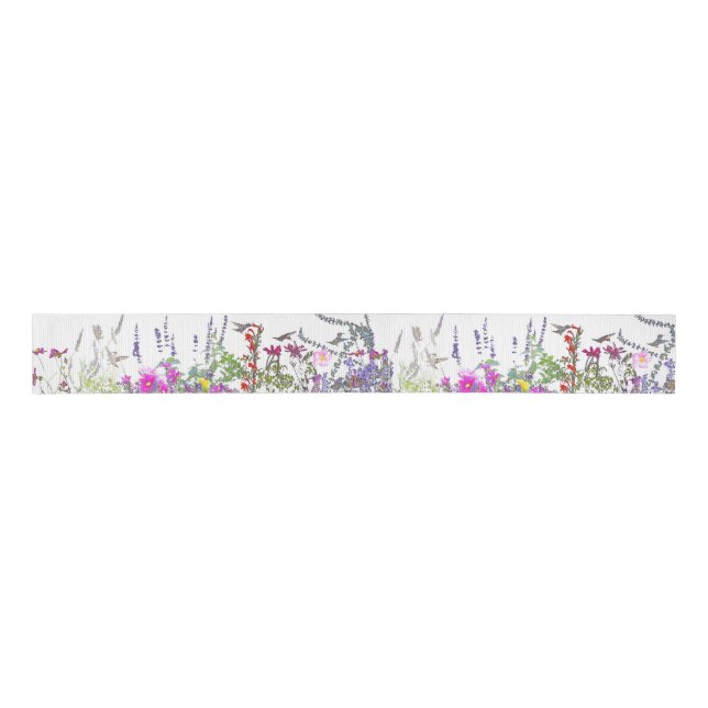Kolibri-Vogel-BlumenBlumegrosgrain-Band Ripsband (Vorderseite)