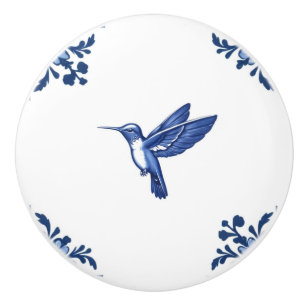 Kolibri-Vogel Delft Blau und Weiße Ecken Keramikknauf