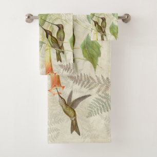 Kolibri-Vogel-Farn-Blumen-Bad-Tuch-Set Badhandtuch Set