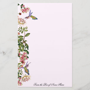 Kolibri-Vogel-Geißblatt-Blumen mit Blumen Briefpapier