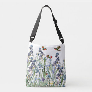 Kolibri-Vogel-Iris-Blumen-Garten-Tasche Tragetaschen Mit Langen Trägern