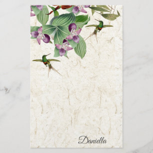 Kolibri-Vogel-Orchideen-Blumen-Briefpapier Briefpapier