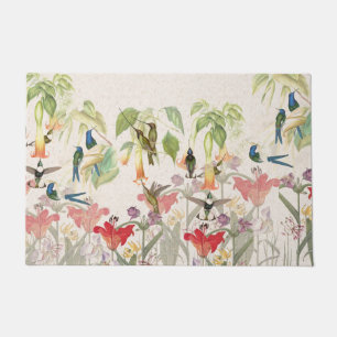 Kolibri-Vogel-rote Lilien-Blumen-Fußmatte Fußmatte