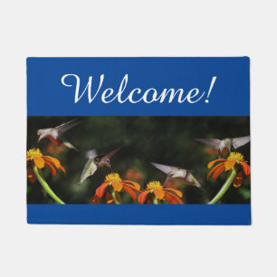 Kolibri-Vogel-Sonnenblume-Blumen-Blumengarten Fußmatte