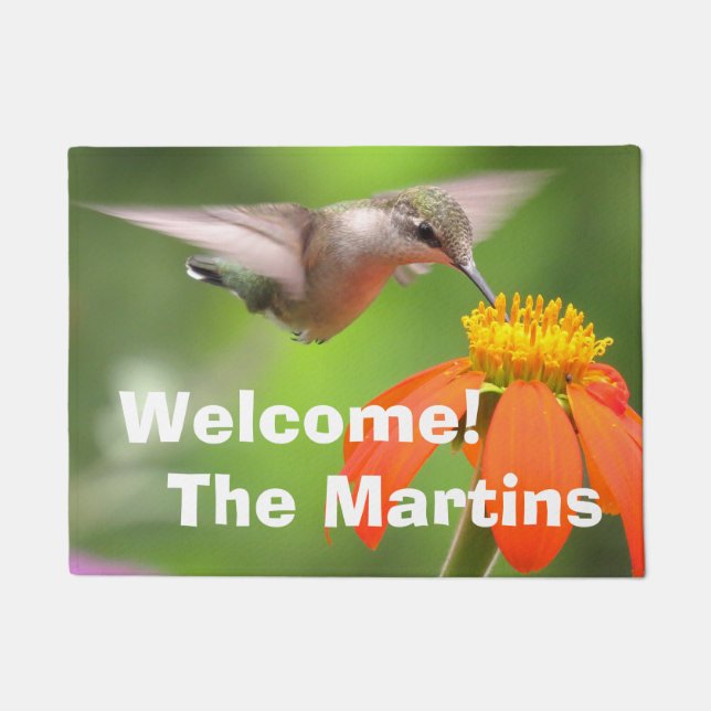 Kolibri-Vogel-Sonnenblume-Blumen-Blumengarten Fußmatte (Vorderseite)