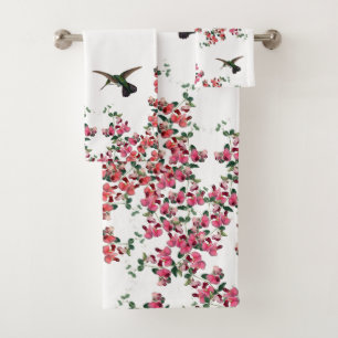 Kolibri-Vogel-süße Erbsen-Blumen-Bad-Tuch-Set Badhandtuch Set