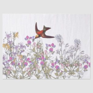 Kolibri-Vogel-süße Erbsen-Blumen-Seidenpapier Seidenpapier