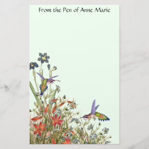 Kolibri-Vogel-Tier-Blumen mit Blumen Briefpapier