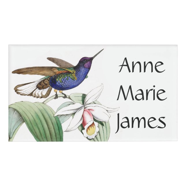 Kolibri-Vogel-Tier-Blumen-Namensumbau Namenschild (Vorderseite)