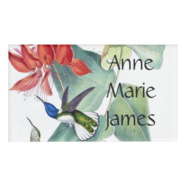 Kolibri-Vogel-Tier-Blumen-Namensumbau Namenschild (Vorderseite)