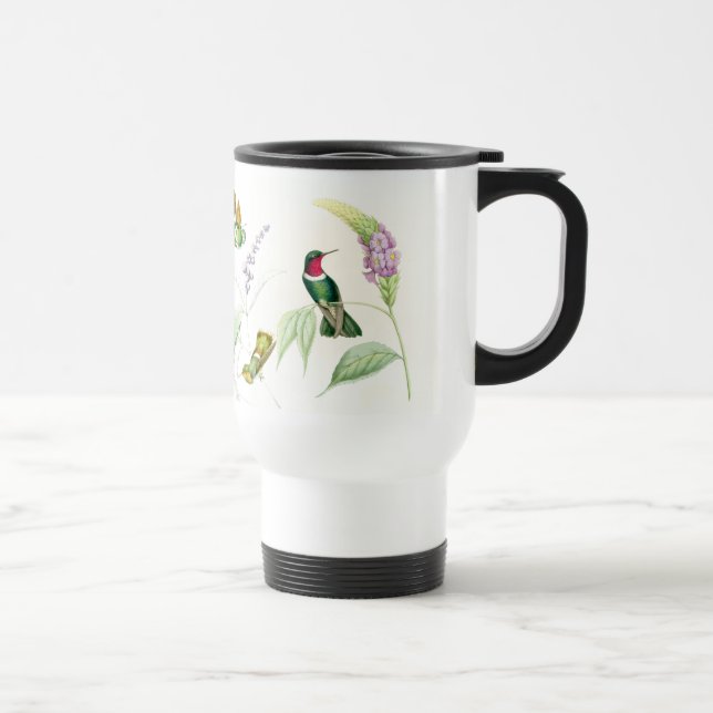 Kolibri-Vogel-Tier-Blumen-Tier-Tasse Reisebecher (Rechts)