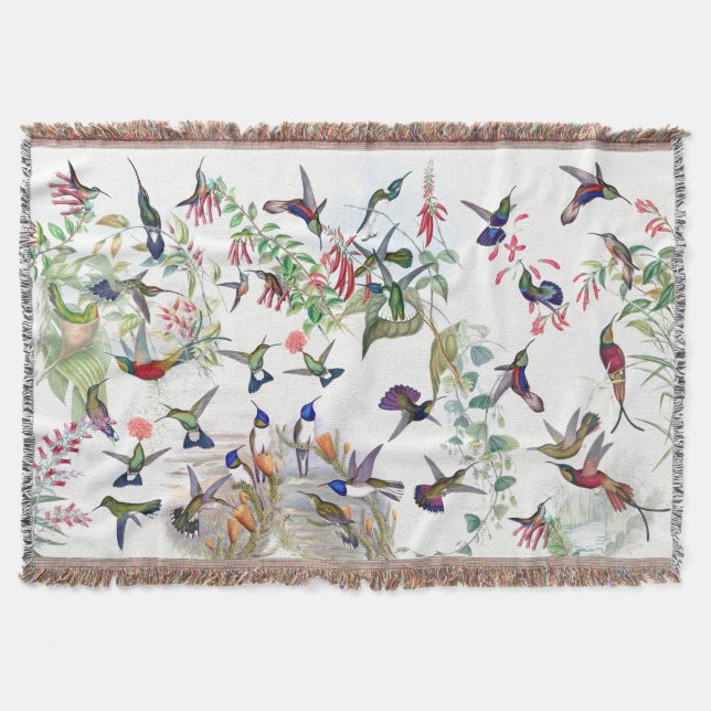 Kolibri-Vogel-Tier-Blumenthrow-Decke Decke (Vorderseite)