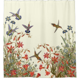 Kolibri-Vogel-Tier-Tier-BlumenBlumen Duschvorhang