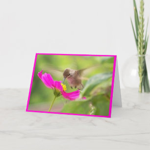 Kolibri-Vogel-Tier-Tier mit Blumen Karte