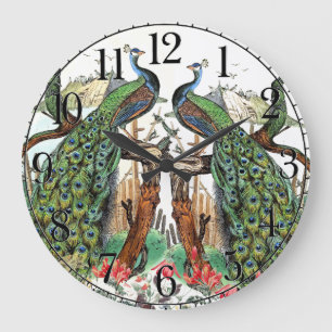 Kolibri-Vogel-Tier-TierBlumen-Wand-Uhr Große Wanduhr