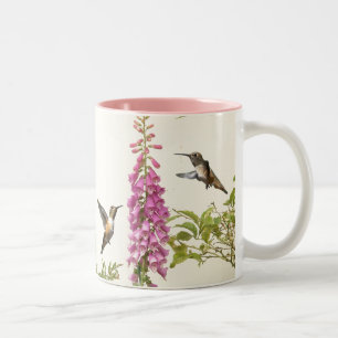 Kolibri-Vogel-Tierwild lebende tiere mit Blumen Zweifarbige Tasse