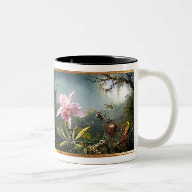 Kolibri-Vogel-Tierwild lebende tiere mit Blumen Zweifarbige Tasse (Rechts)