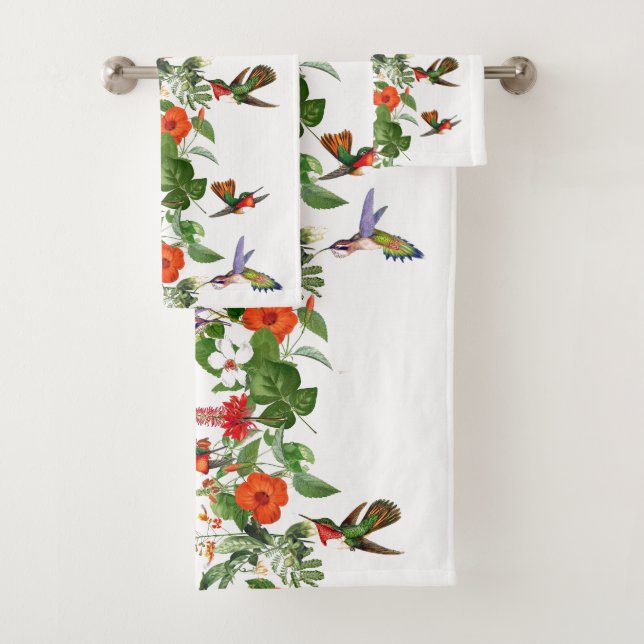 Kolibri-Vogel-tropisches Blumen-Bad-Tuch-Set Badhandtuch Set (Insitu)