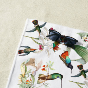 Kolibri-Vogel-tropisches Blumen-Badetuch Strandtuch