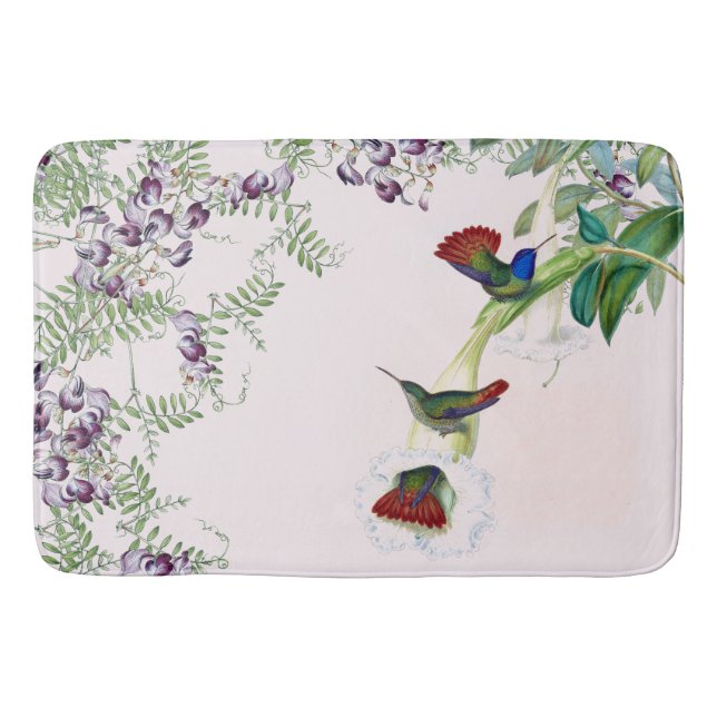 Kolibri-Vogel-Wildblume-Blumen-Bad-Matte Badematte (Vorderseite)