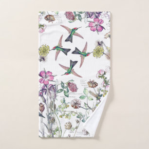 Kolibri-Vogel-Wildblume-Blumen-Bad-Tuch-Set Badhandtuch Set