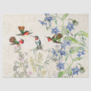 Kolibri-Vogel-Wildblume-Blumen-Seidenpapier Seidenpapier