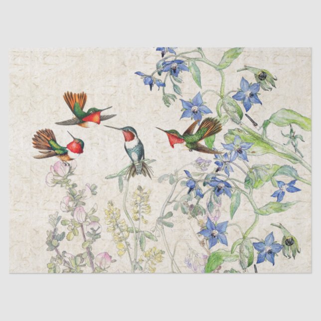 Kolibri-Vogel-Wildblume-Blumen-Seidenpapier Seidenpapier (Vorderseite)