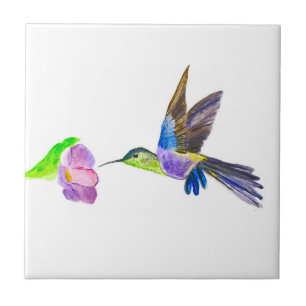 Kolibri Vogel Wildlife Aquarell Farbige  Fliese