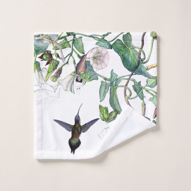 Kolibri-Vogel-Winden-Blumen-Tücher Badhandtuch Set (Waschlappen)