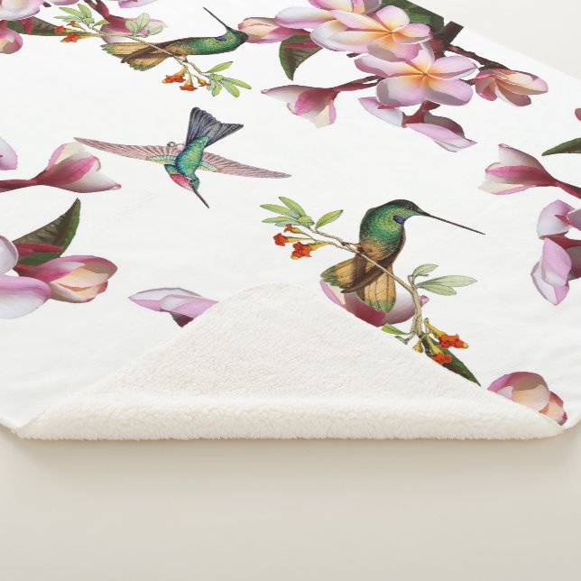 Kolibri-Vogelplumeria-Blumen Sherpa Decke Sherpadecke (3/4)