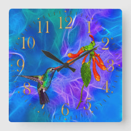Kolibri-wild lebende Tiere Birdlover Geschenk Quadratische Wanduhr