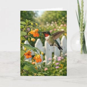 Kolibri zum Geburtstag auf einer Rühr-mich-nicht-a Karte