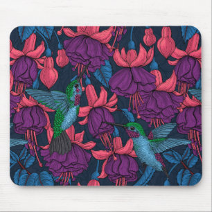 Kolibrigarten in Lila und Blau Mousepad