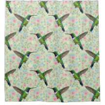 Kolibris auf einem Blumenhintergrund Duschvorhang