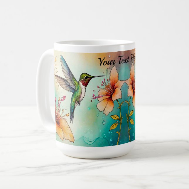 Kolibris Blumen Personalisieren Kaffeetasse (Vorderseite Links)