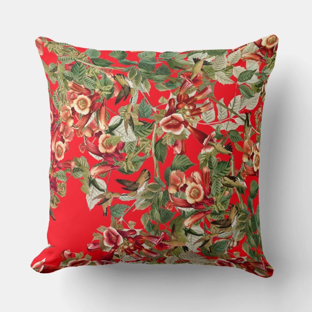 Kolibris BlumenAudubon Blumenthrow-Kissen Kissen (Vorderseite)