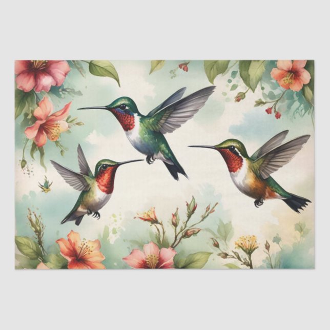 Kolibris Floral  Seidenpapier (Vorderseite)