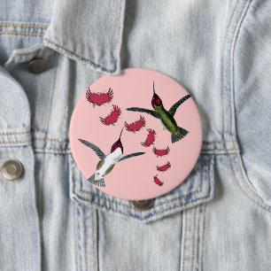 Kolibris Grunge-Herzen mit Flügeln Button