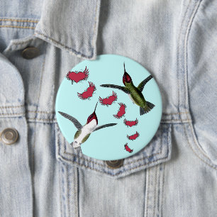 Kolibris Grunge-Herzen mit Flügeln Button