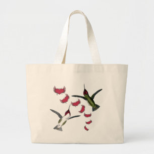 Kolibris Grunge-Herzen mit Flügeln Jumbo Stoffbeutel